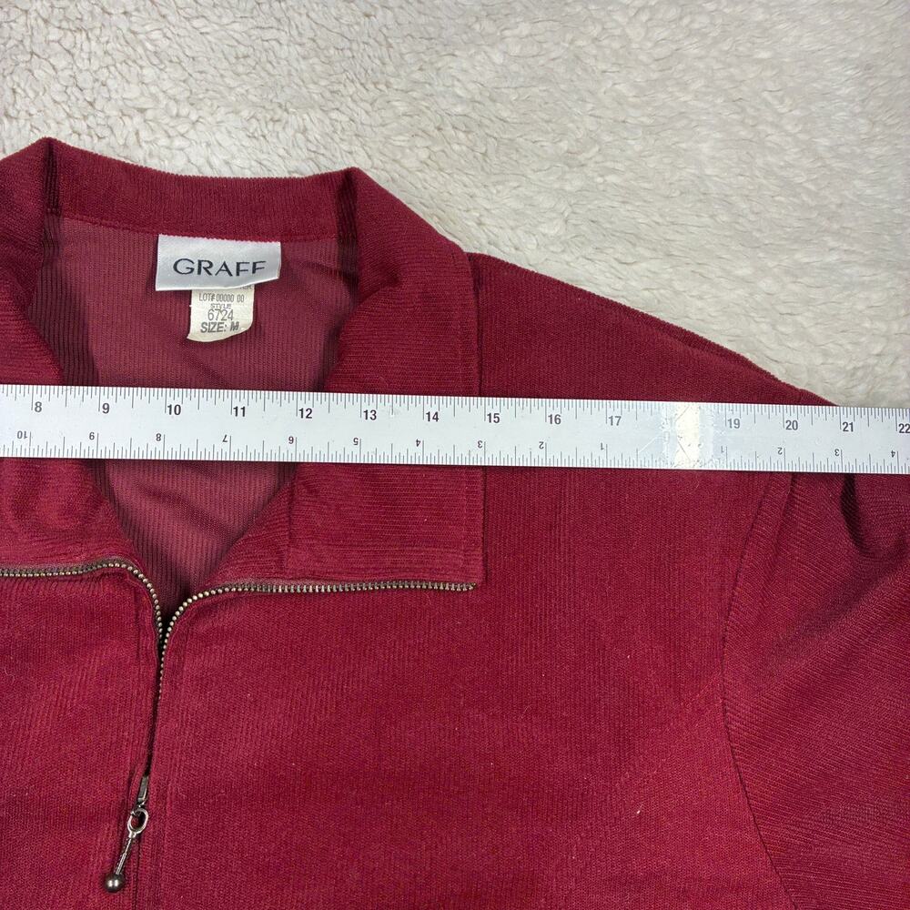 Graff Vintage Jacket Womens Medium Red Full Zip Corduroy USA Made Zip Pockets - Picture 8 of 8